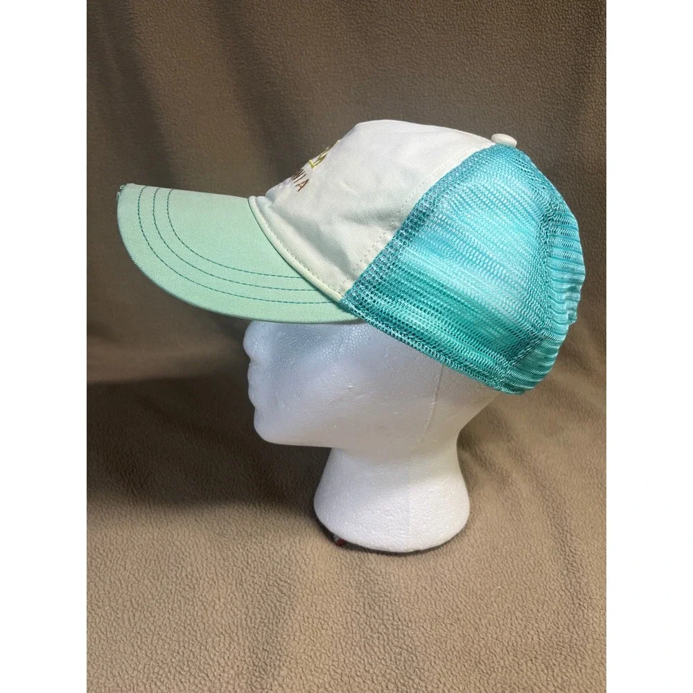Patagonia Womans Teal & White Gold Mountain Scene‎ Trucker Hat Snapback